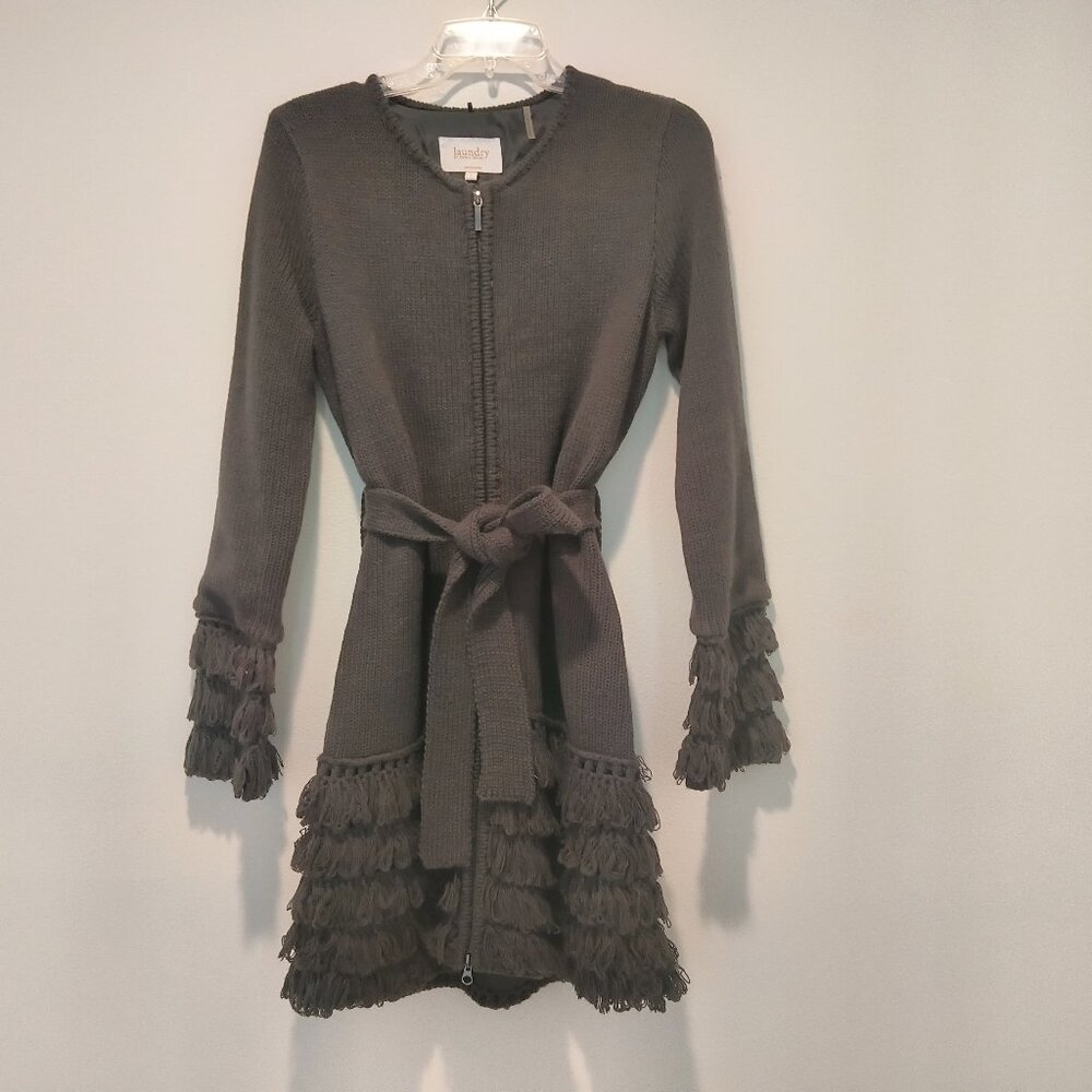 Laundry by Shelli Segal  green knit dress/coat size S